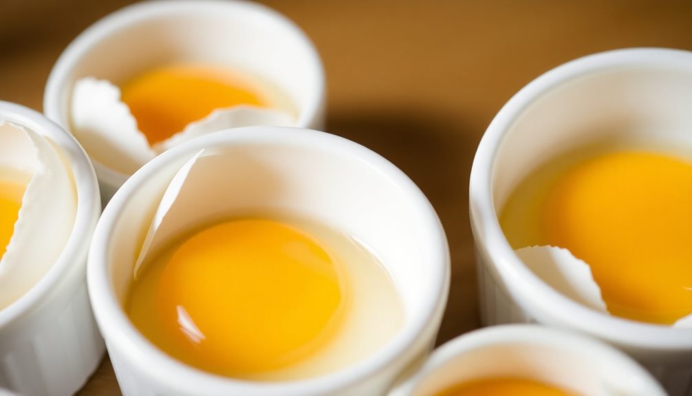 crack eggs into ramekins
