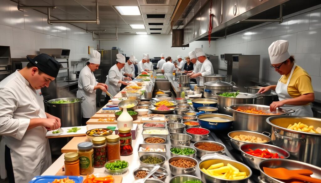 efficient meal preparation for cooking for a crowd