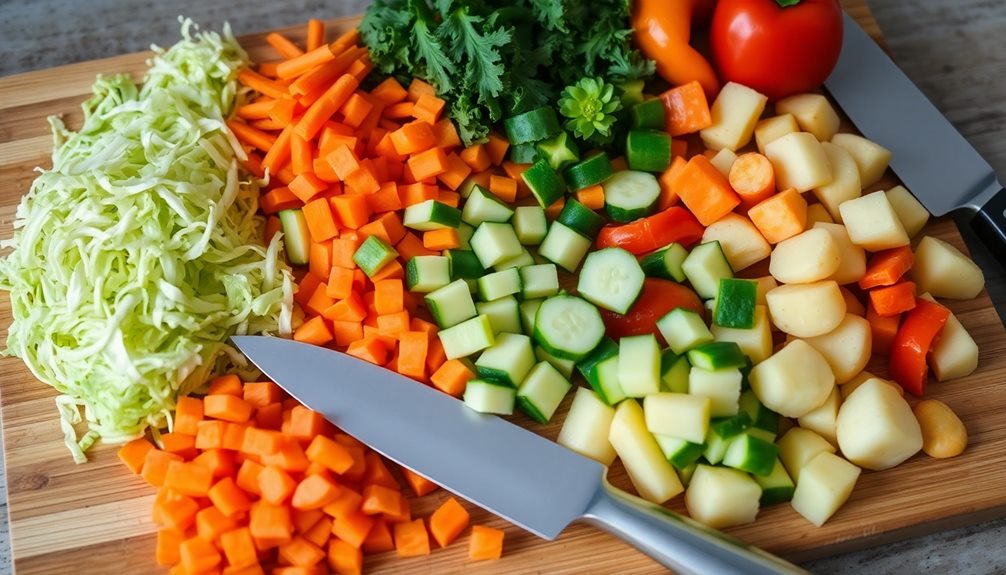 finely chop fresh vegetables