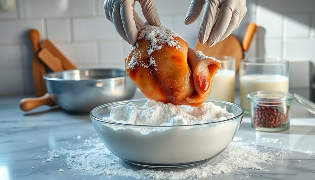 flour coated chicken preparation