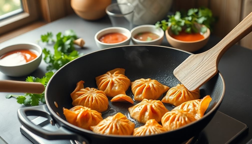 fry dumplings until golden