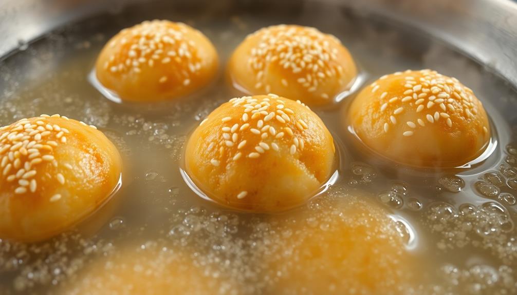 fry rice balls golden brown