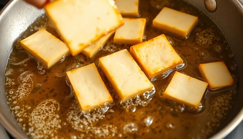 fry tofu until golden