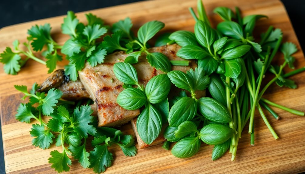 garnish using fresh herbs