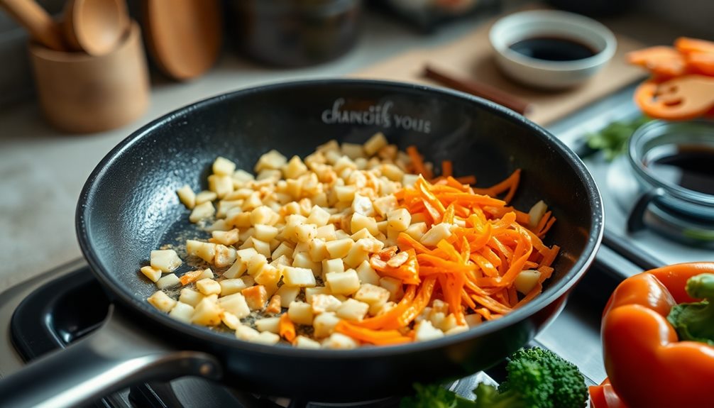 ginger simmering for flavor