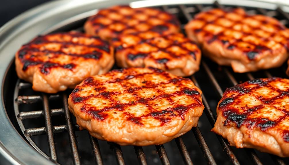 grill pork patties charred