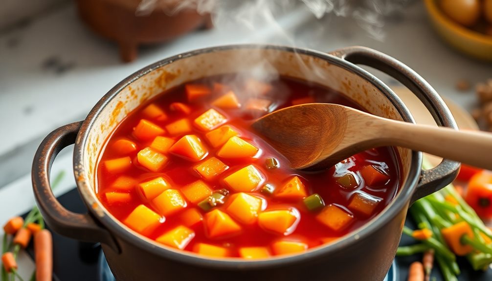 incorporate potatoes and broth