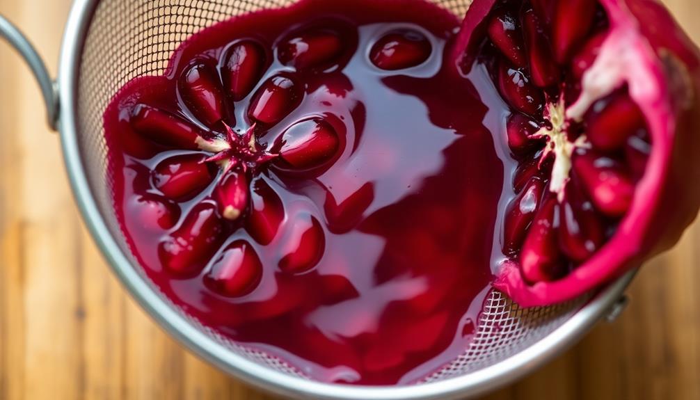 juicing pomegranate straining sieve