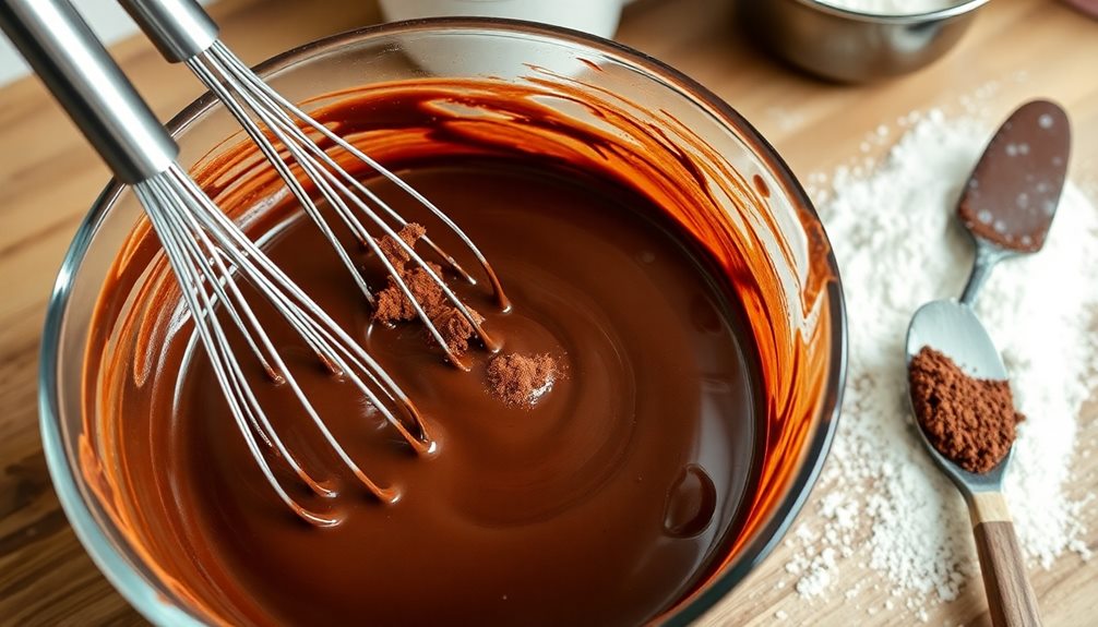 mix cocoa into batter