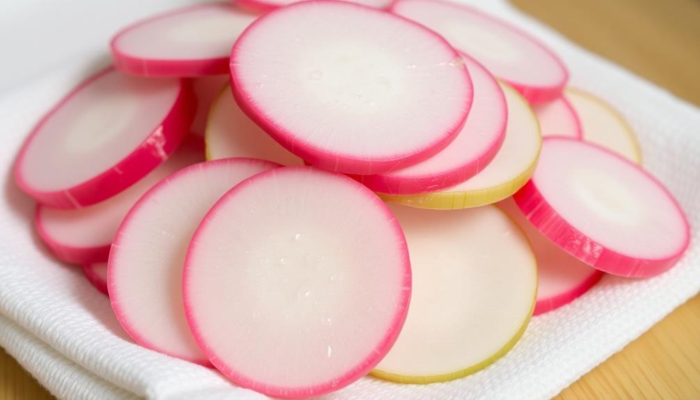 pat dry sliced radish