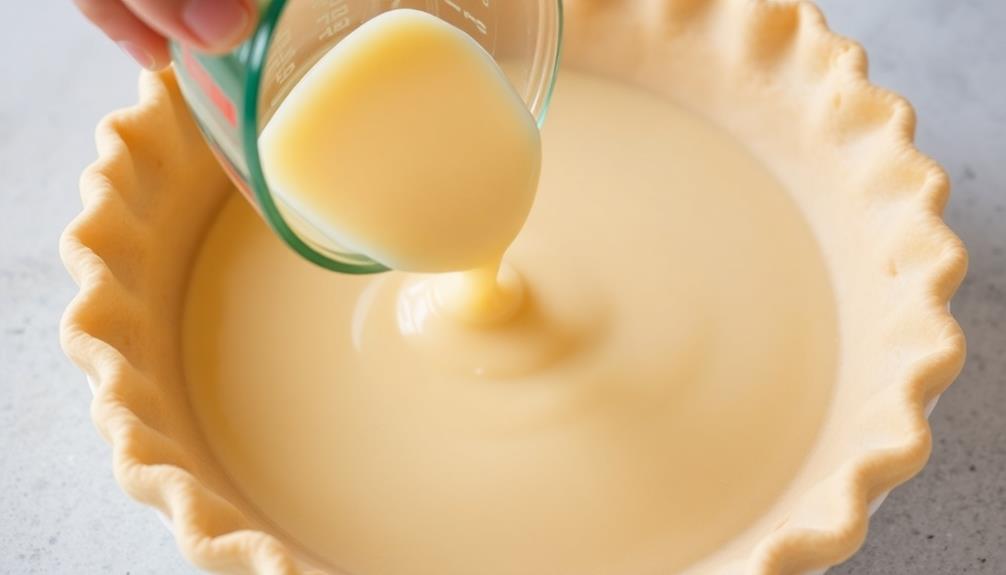 pour custard into crust