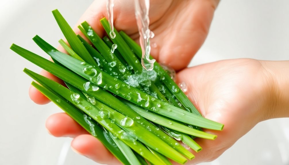 rinse pandan leaves thoroughly