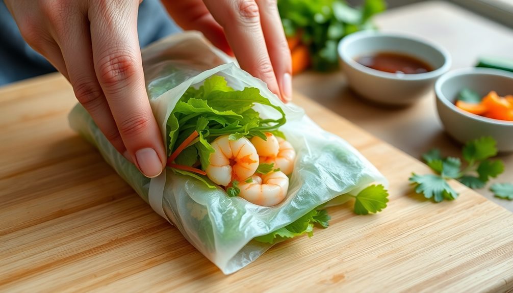 rolling the spring rolls