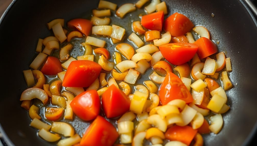 saut onions and tomatoes