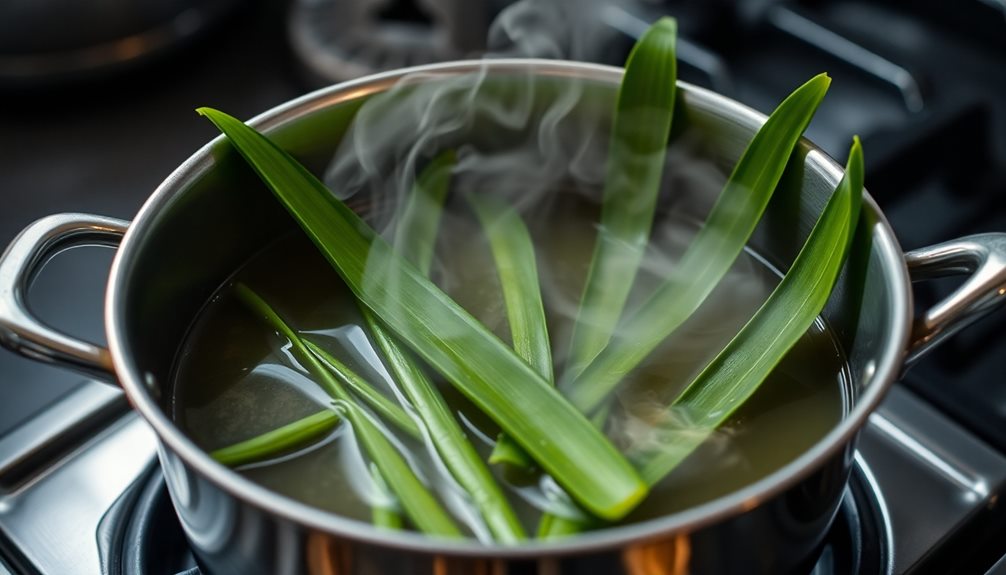 simmer leaves with ingredients