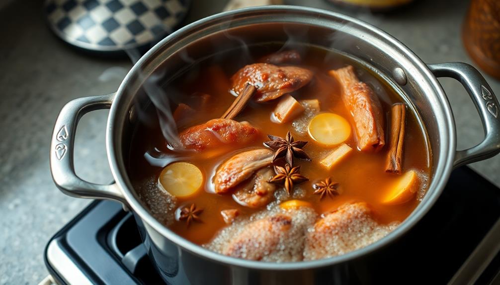 simmering broth preparation step