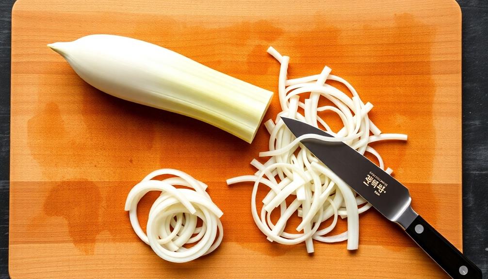 slice radish into strips