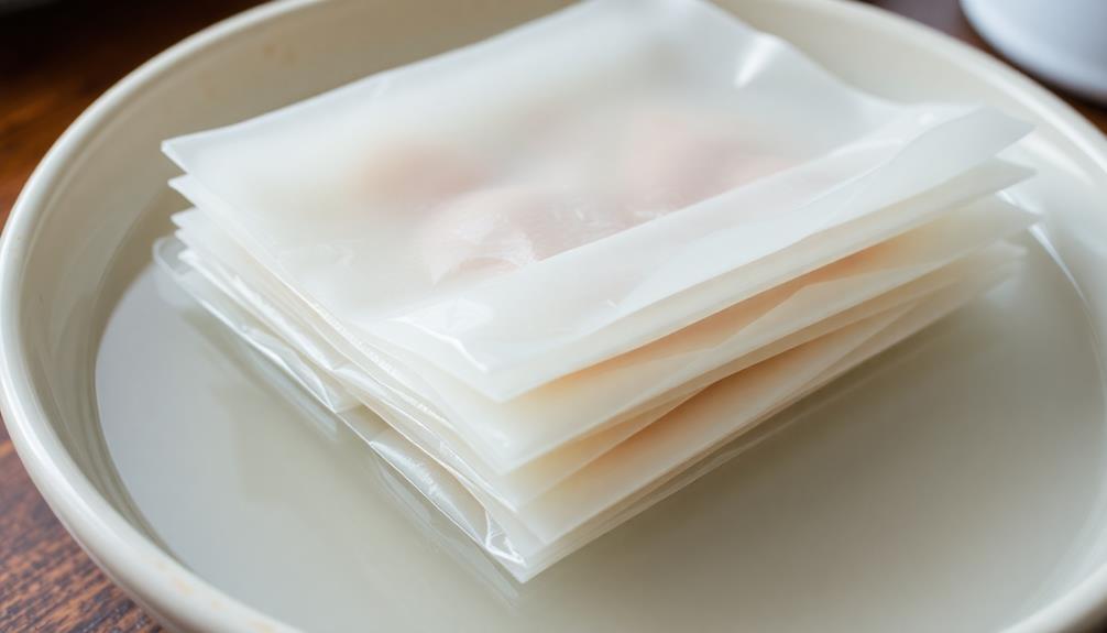 soak rice paper wrappers