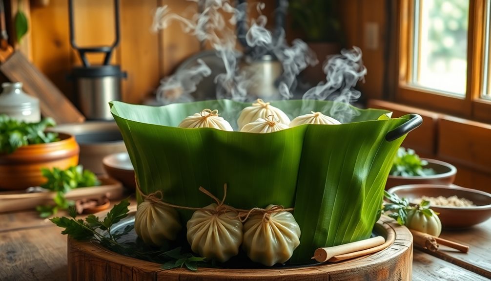 steam dumplings thoroughly wrapped
