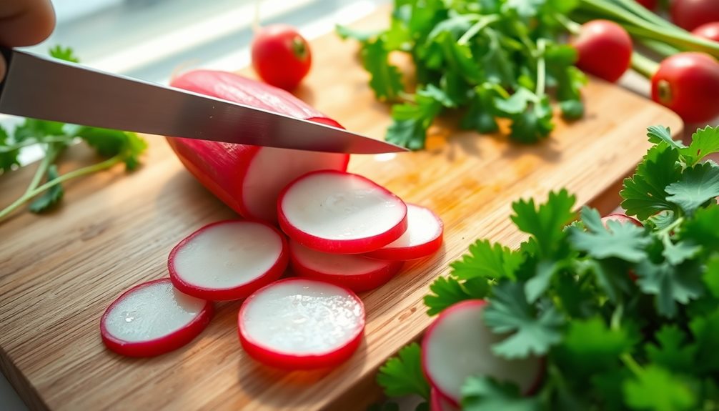 thinly slice radishes now