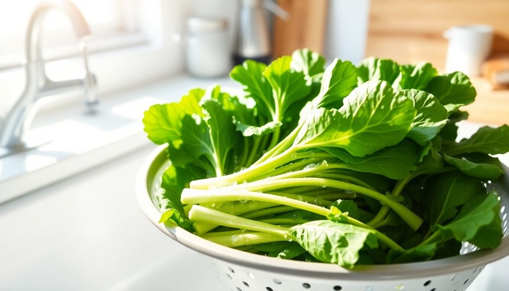 thoroughly wash mustard greens