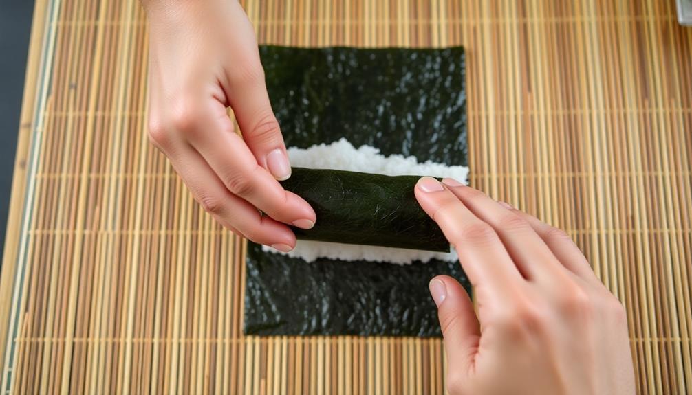 tightly roll seaweed sheets