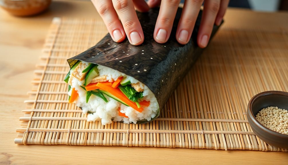 tightly roll the kimbap