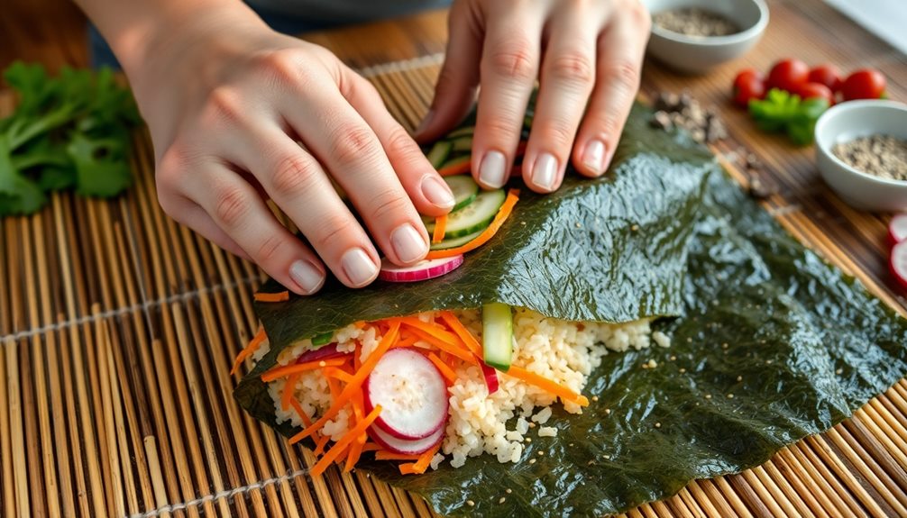 tightly roll the seaweed