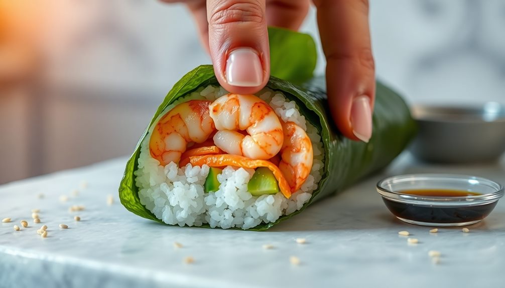 tightly roll the seaweed