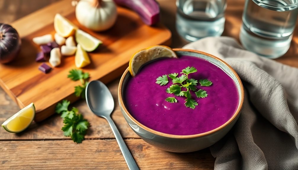 vibrant filipino purple yam soup