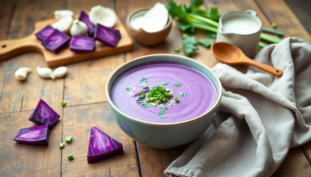 vibrant purple yam soup