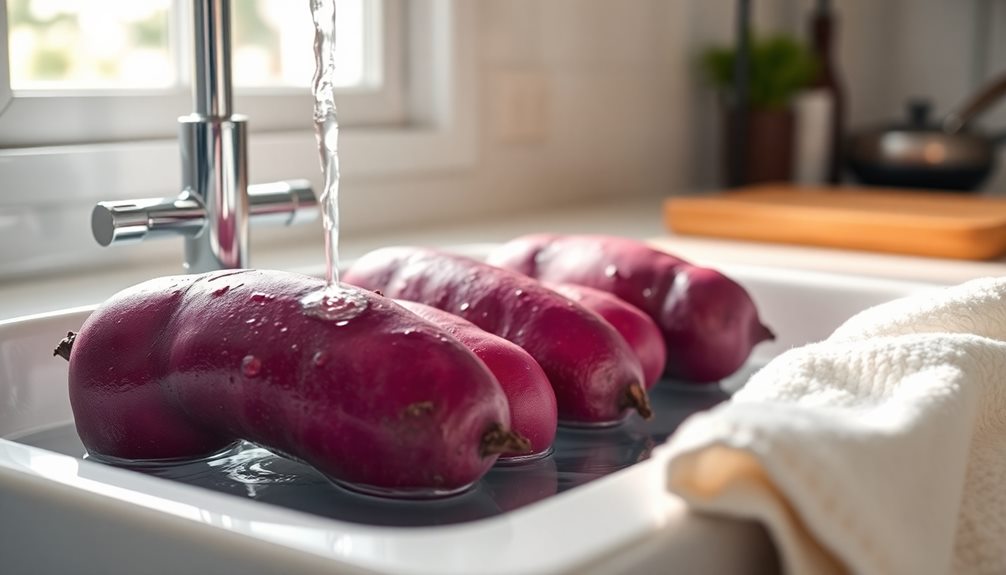 wash and dry potatoes