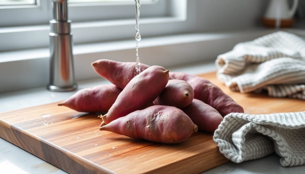 wash and dry potatoes