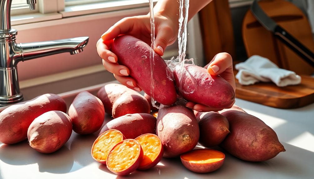 wash and peel potatoes