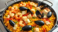 cooking seafood paella