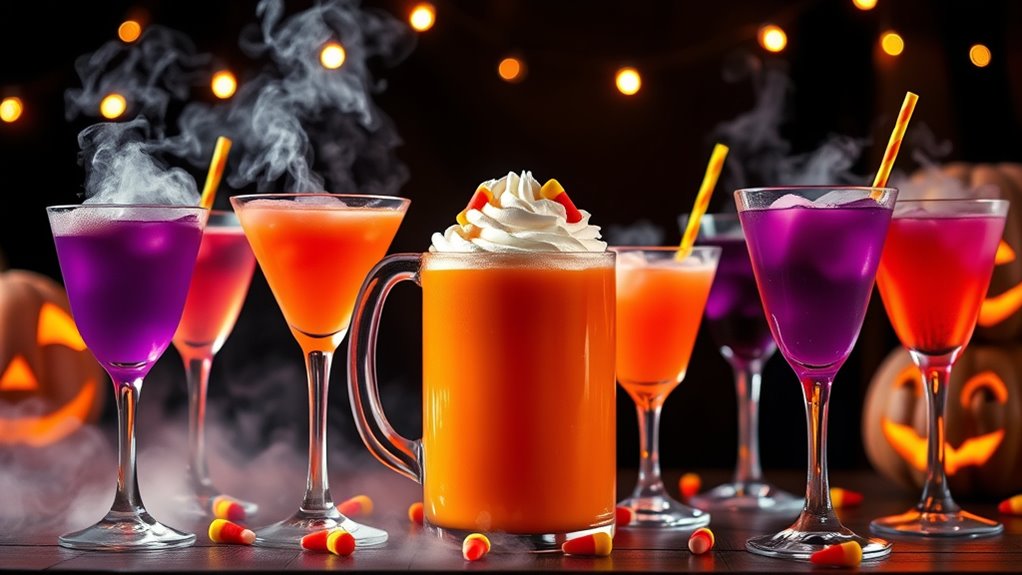 festive halloween layered drinks