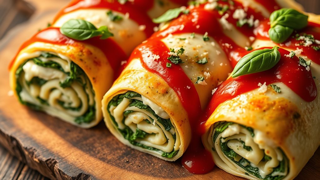 festive spinach lasagna rolls