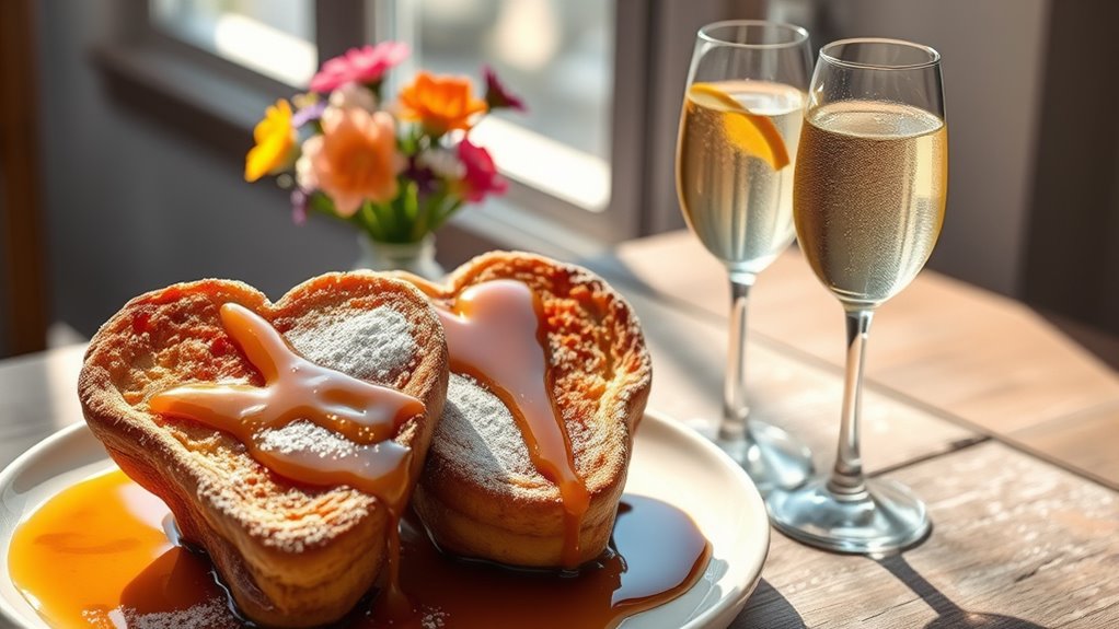 romantic heart shaped french toast