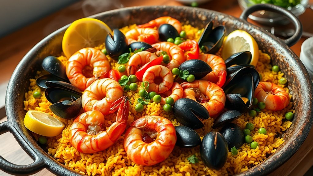 seafood paella family dinner