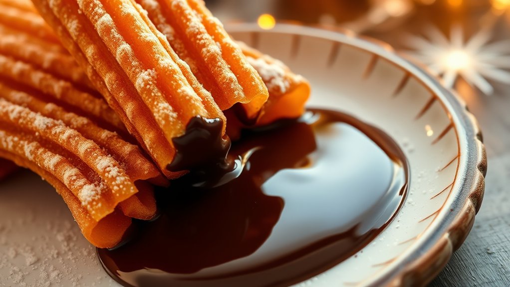spanish churros with chocolate