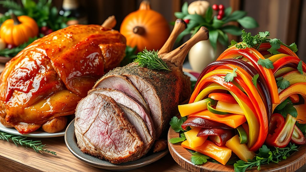 variety of festive main courses