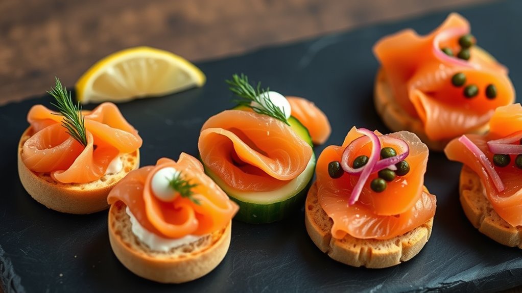 variety of smoked salmon canap s