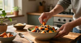 Roasted Sweet Potato, Black Bean, And Quinoa Salad