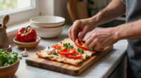Crostone Di Pane Con Peperoni, Aglio E Prezzemolo