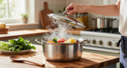 3-Qt Oster Sangerfield Stainless Steel Cookware Dutch Oven W/ Steamer Basket $17